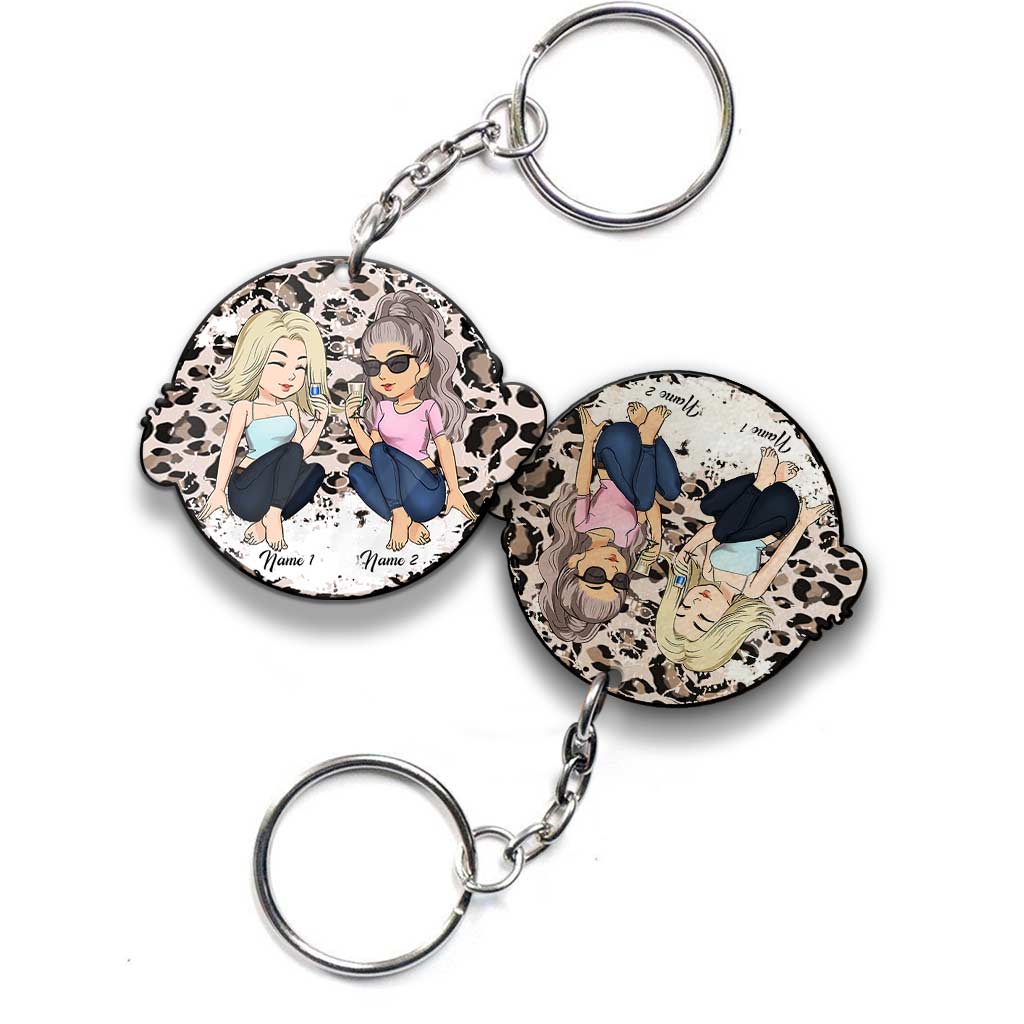 Besties Leopard - Personalized Keychain (Printed On Both Sides)