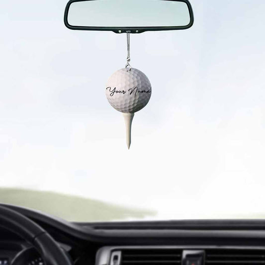 Golf Tee Personalized Car Ornament (Printed On Both Sides)