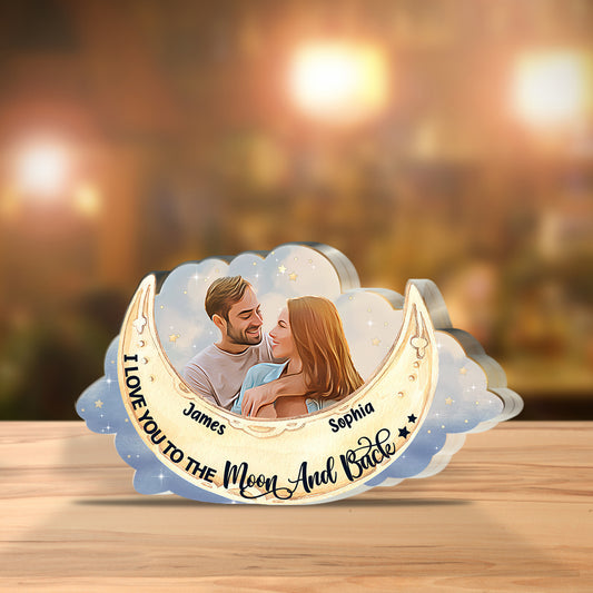 I Love You To The Moon And Back - Personalized Couple Custom Shaped Acrylic Plaque
