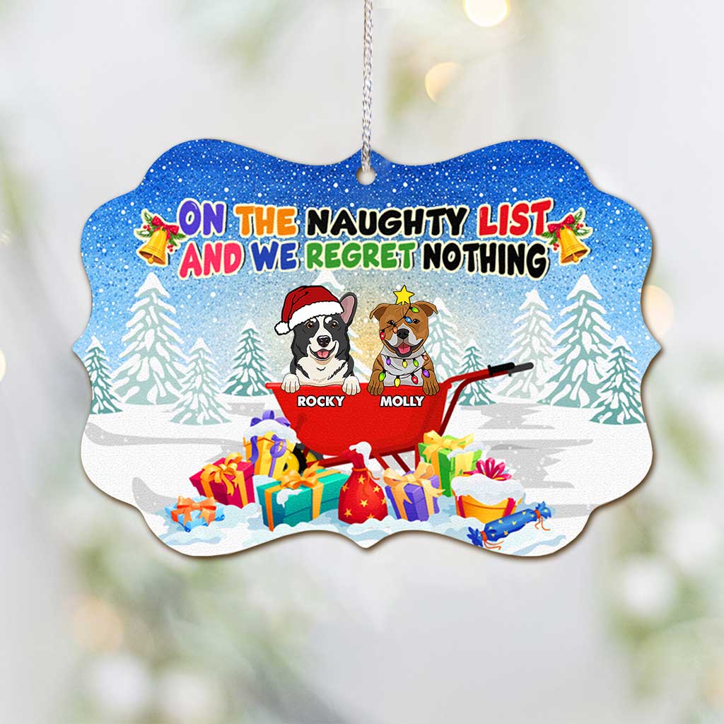 Sur la liste des vilains - Ornement de Noël personnalisé pour chien (Imprimé des deux côtés)