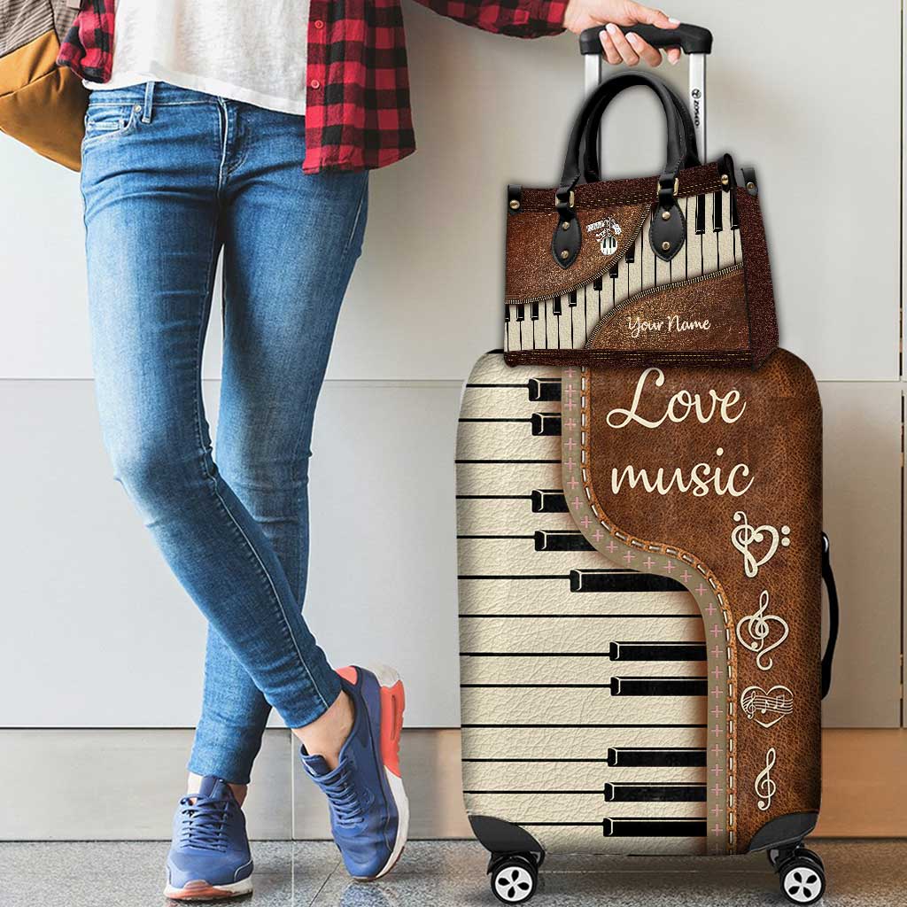 La musique, c'est ma vie - Housse de sac à main et de valise personnalisée en cuir de piano