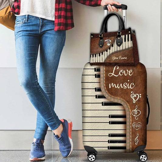 Music Is My Life – Personalisierte Handtasche und Gepäckhülle aus Klavierleder