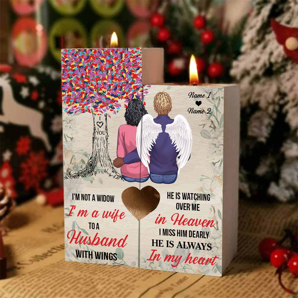 I'm A Wife To A Husband With Wings - Personalized Couple Candle Holder