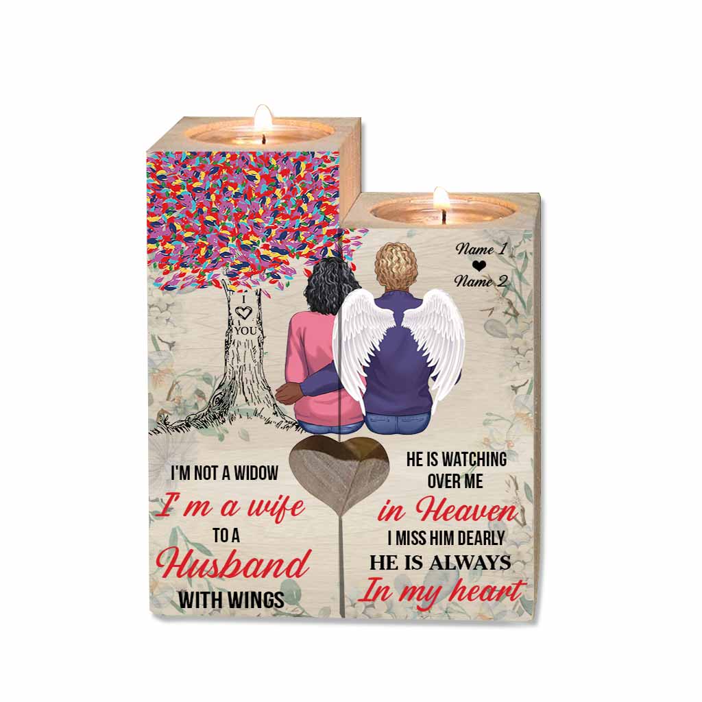 I'm A Wife To A Husband With Wings - Personalized Couple Candle Holder