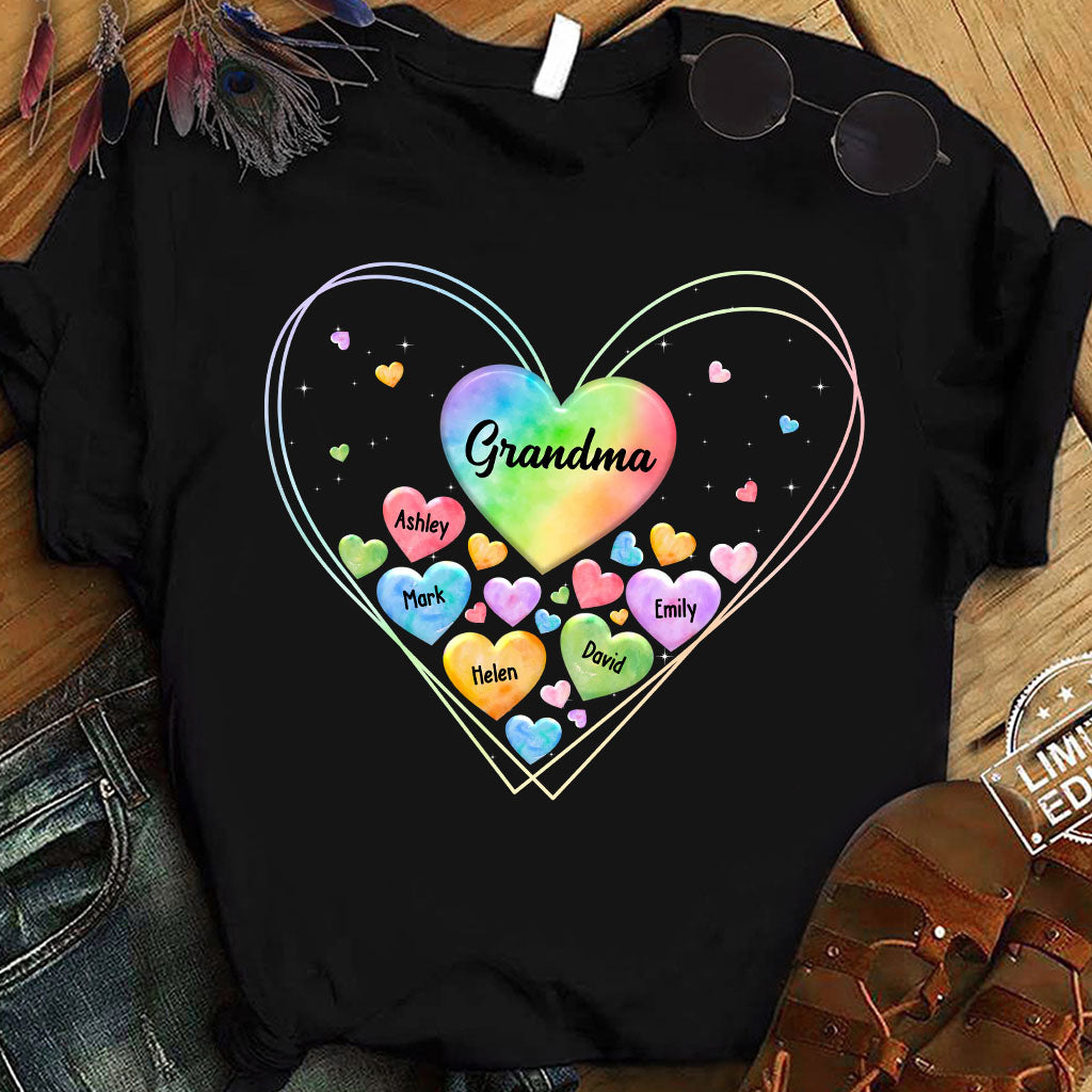 Cœur coloré de grand-mère - Cadeau pour grand-mère, maman - T-shirt et sweat à capuche personnalisés