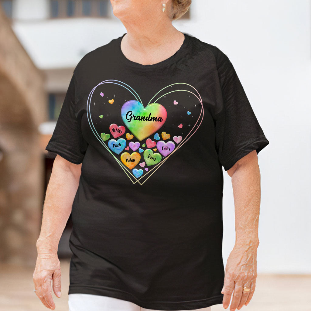 Cœur coloré de grand-mère - Cadeau pour grand-mère, maman - T-shirt et sweat à capuche personnalisés