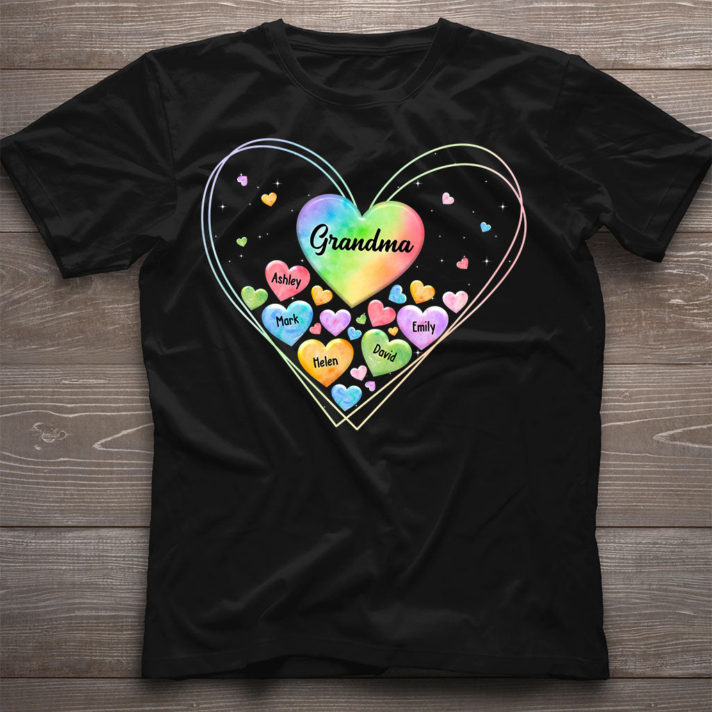 Cœur coloré de grand-mère - Cadeau pour grand-mère, maman - T-shirt et sweat à capuche personnalisés