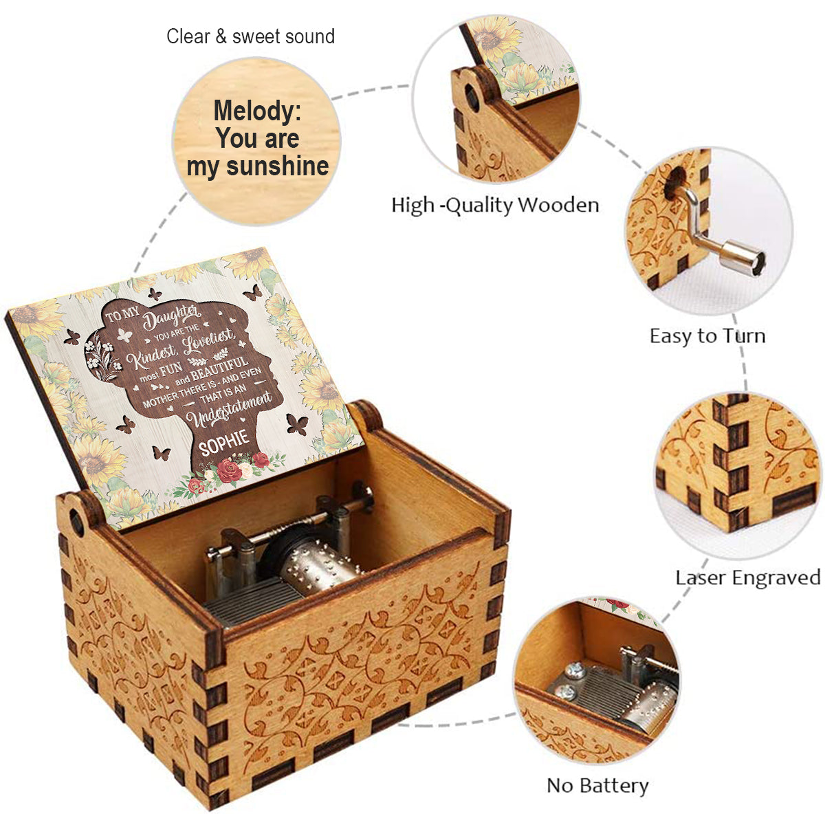 You Are The Kindest - Personalized Grandma Hand Crank Music Box