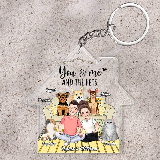 You And Me And The Dogs - Personalized Dog Transparent Keychain