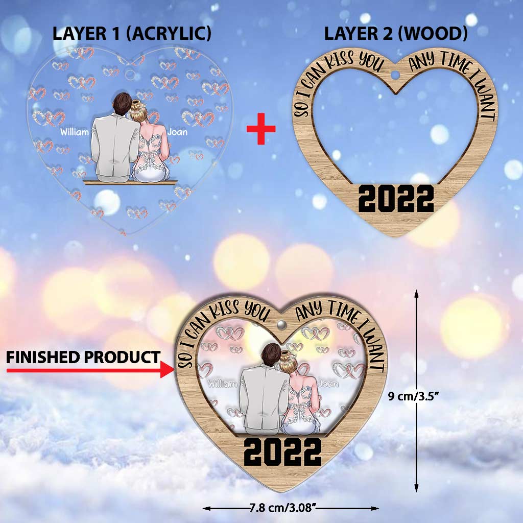 So I Can Kiss You - Personalized Christmas Couple Layers Mix Ornament