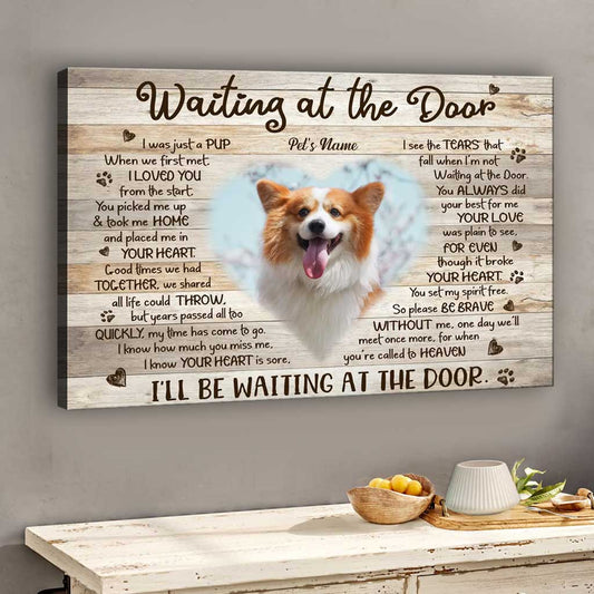 Attendre à la porte - Toile et affiche personnalisées pour chien
