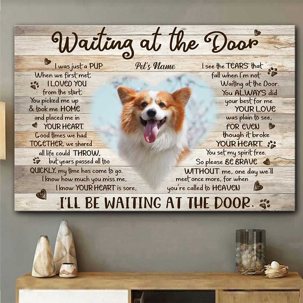 Attendre à la porte - Toile et affiche personnalisées pour chien