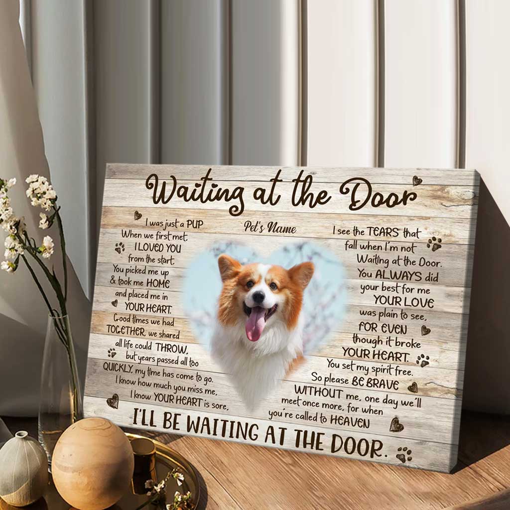 Attendre à la porte - Toile et affiche personnalisées pour chien