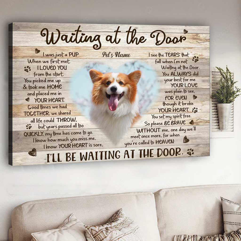 Attendre à la porte - Toile et affiche personnalisées pour chien