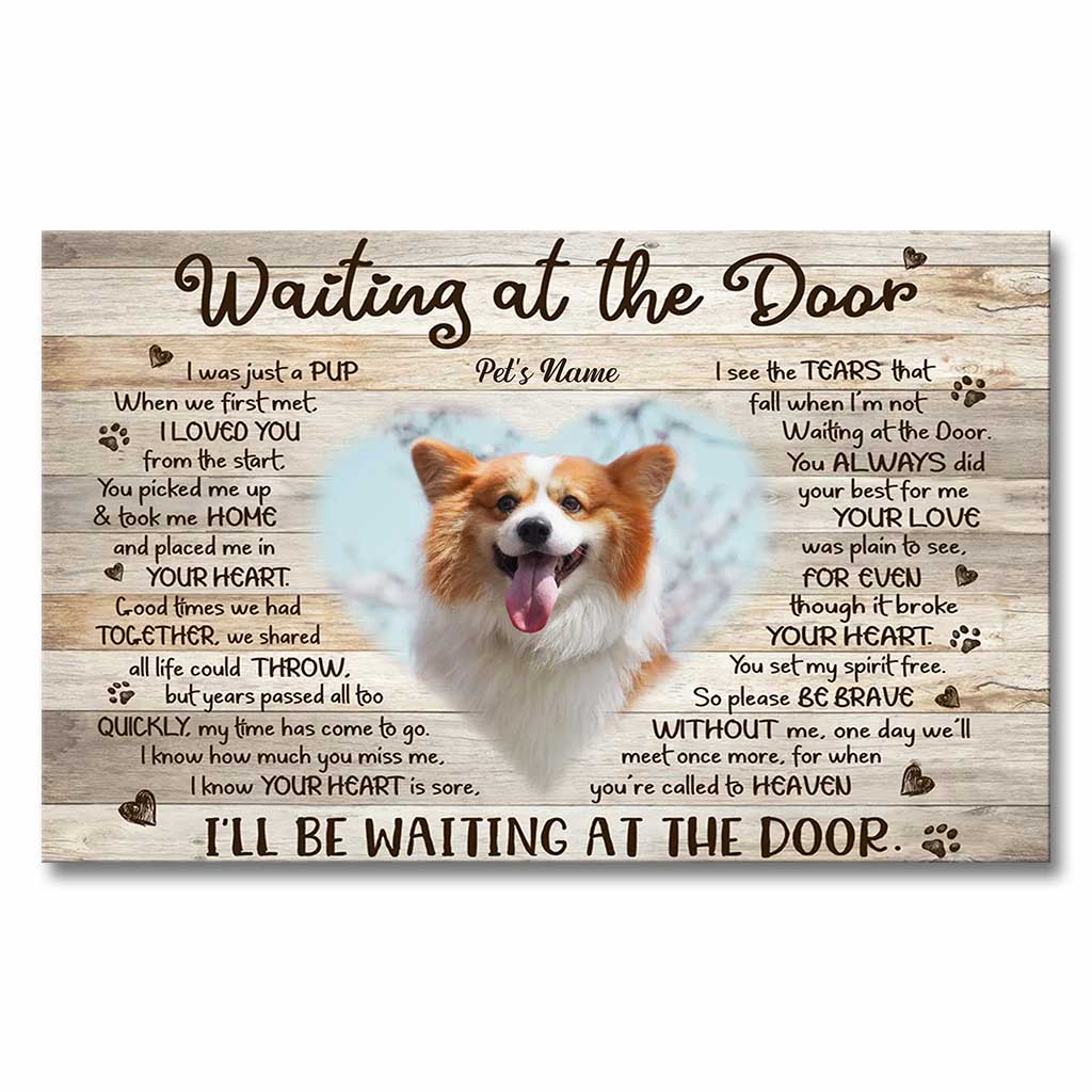 Attendre à la porte - Toile et affiche personnalisées pour chien