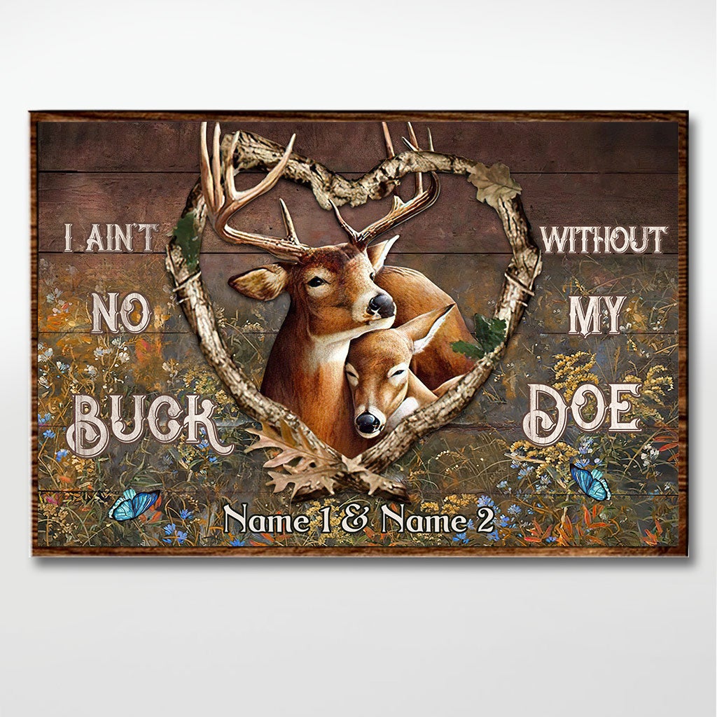 Je ne suis pas un cerf sans ma biche - Affiche de chasse personnalisée pour couples
