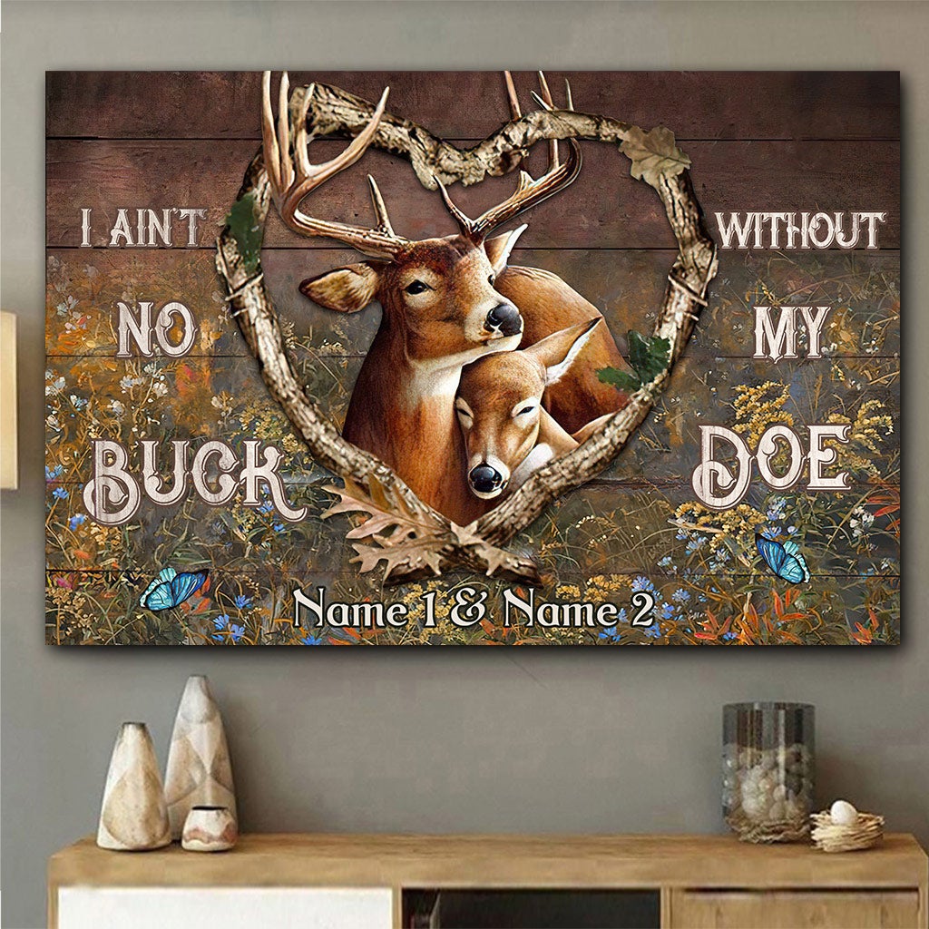 Je ne suis pas un cerf sans ma biche - Affiche de chasse personnalisée pour couples