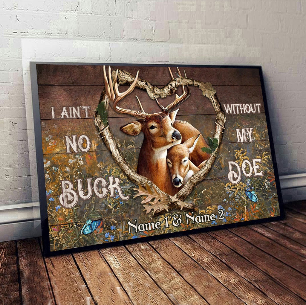 Je ne suis pas un cerf sans ma biche - Affiche de chasse personnalisée pour couples