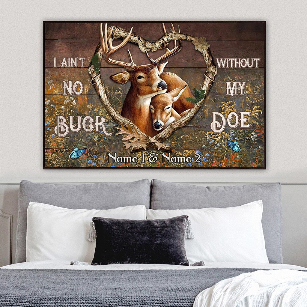 Je ne suis pas un cerf sans ma biche - Affiche de chasse personnalisée pour couples