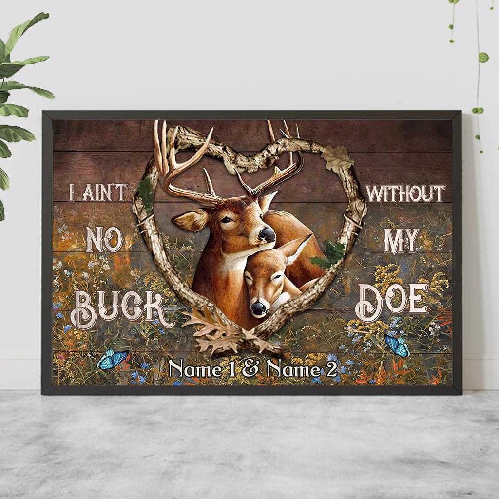 Je ne suis pas un cerf sans ma biche - Affiche de chasse personnalisée pour couples