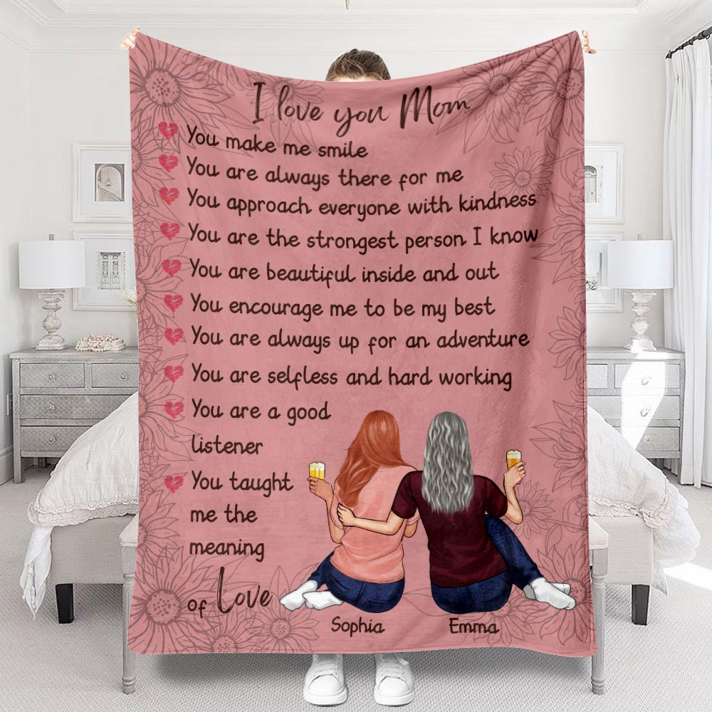 I Love You Mom - Personalized Mother's Day Mother Blanket