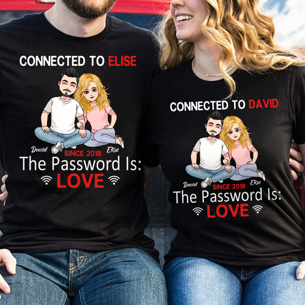 Connected To - Personalized Couple Couple T-shirt and Hoodie