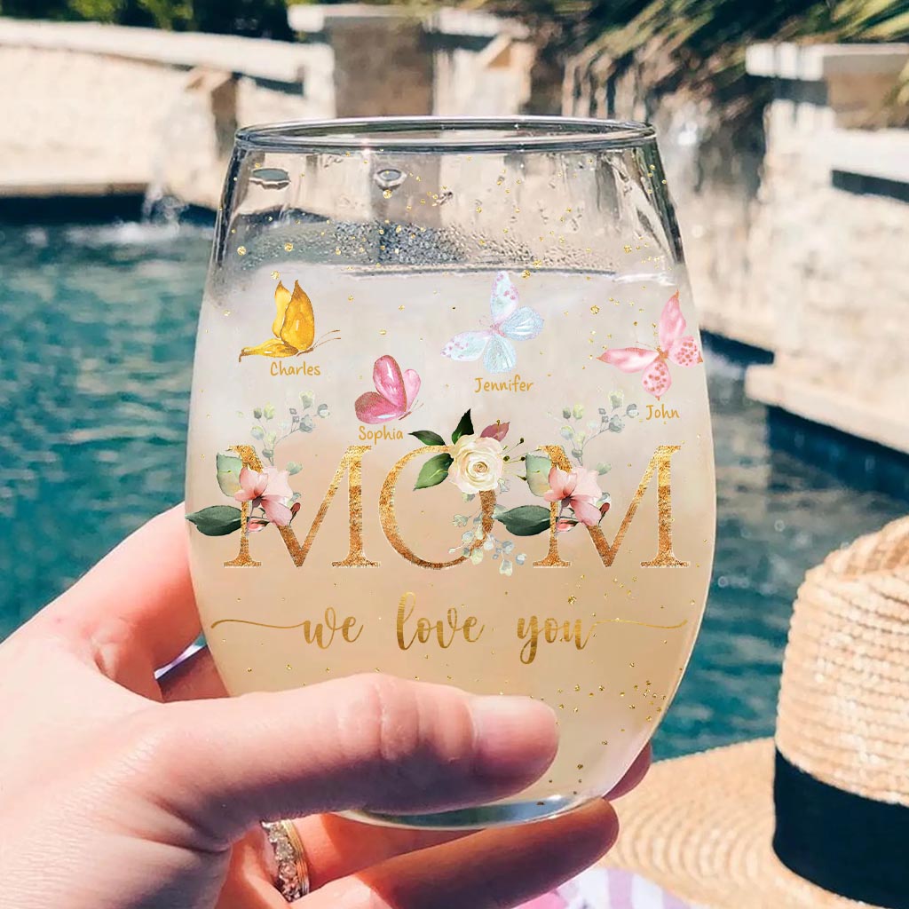 We Love You - Personalized Mother's Day Mother All Over Wine Glass