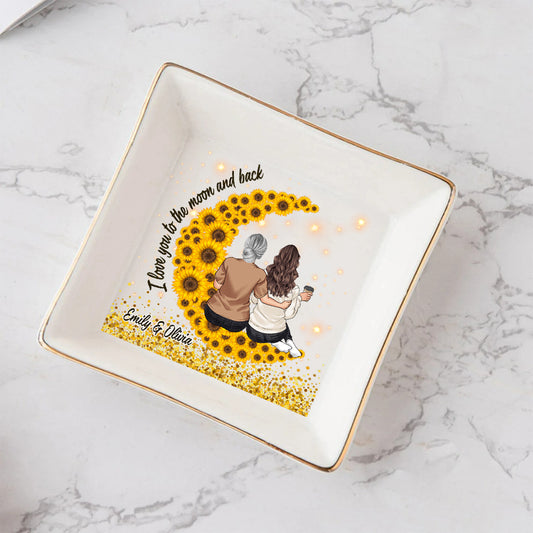 I Love You To The Moon And Back - Personalized Mother's Day Mother Jewelry Dish