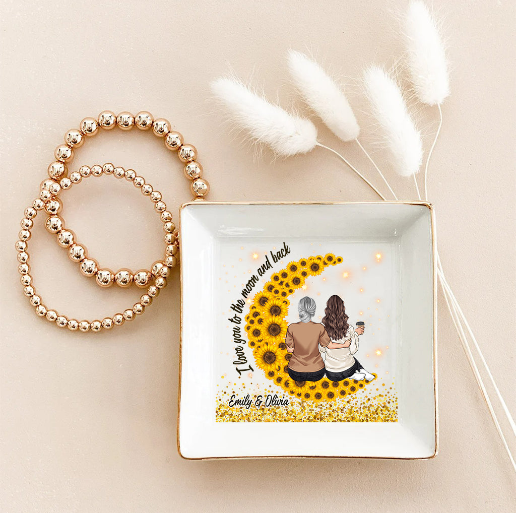 I Love You To The Moon And Back - Personalized Mother's Day Mother Jewelry Dish