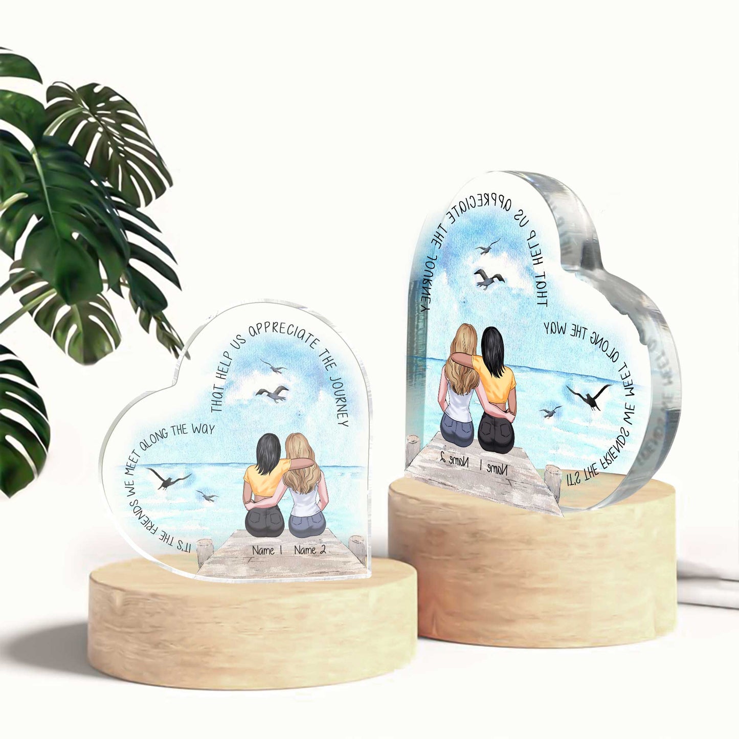 It's The Friends We Meet Along The Way - Personalized Bestie Custom Shaped Acrylic Plaque