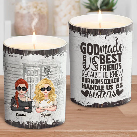 God Makes Us Best Friend - Personalized Bestie Candle With Wooden Lid
