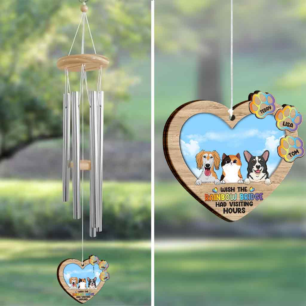 Ich wünschte, die Regenbogenbrücke hätte Besuchszeiten – personalisiertes Hunde-Windspiel
