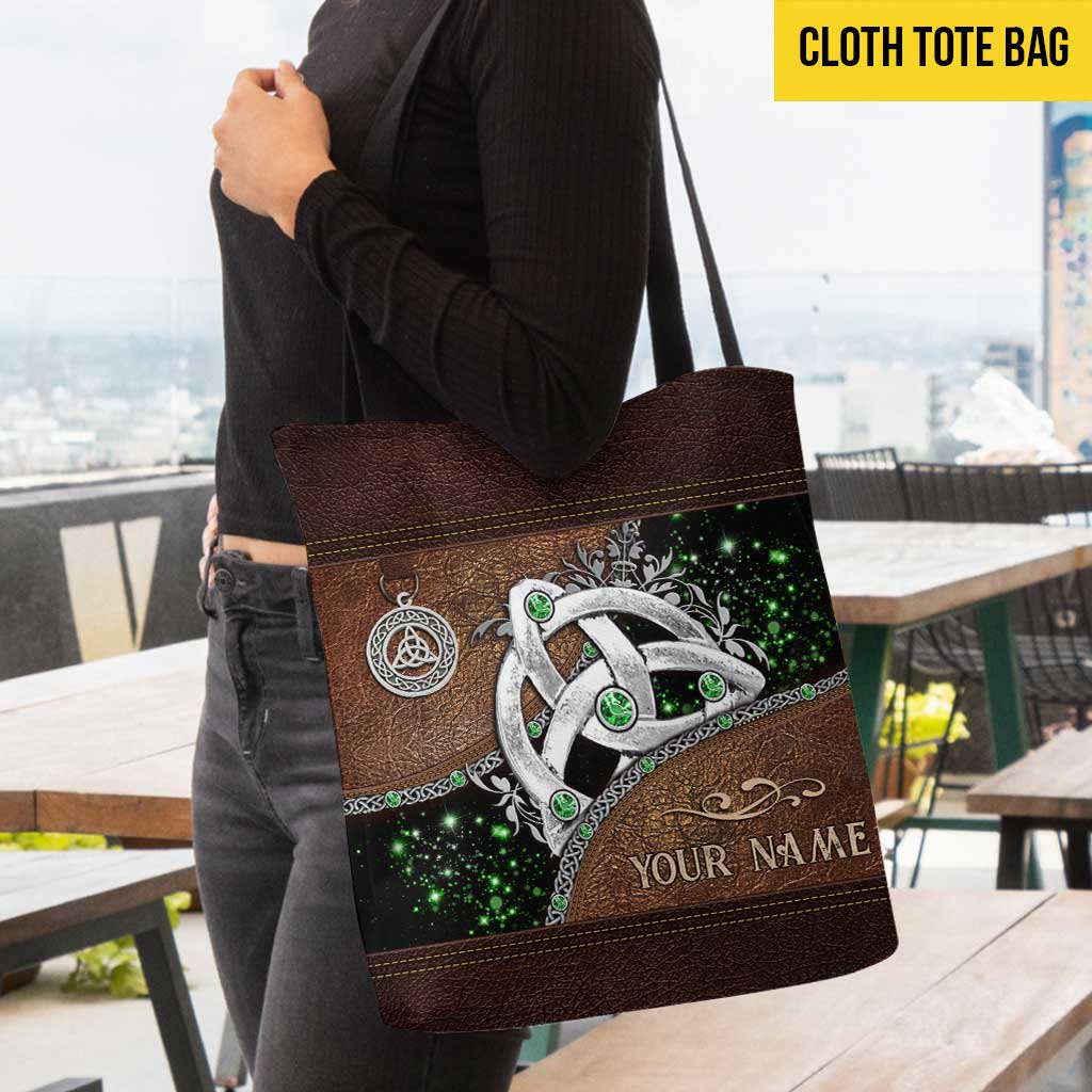 Sac fourre-tout personnalisé irlandais à nœud celtique vert - Sac fourre-tout irlandais