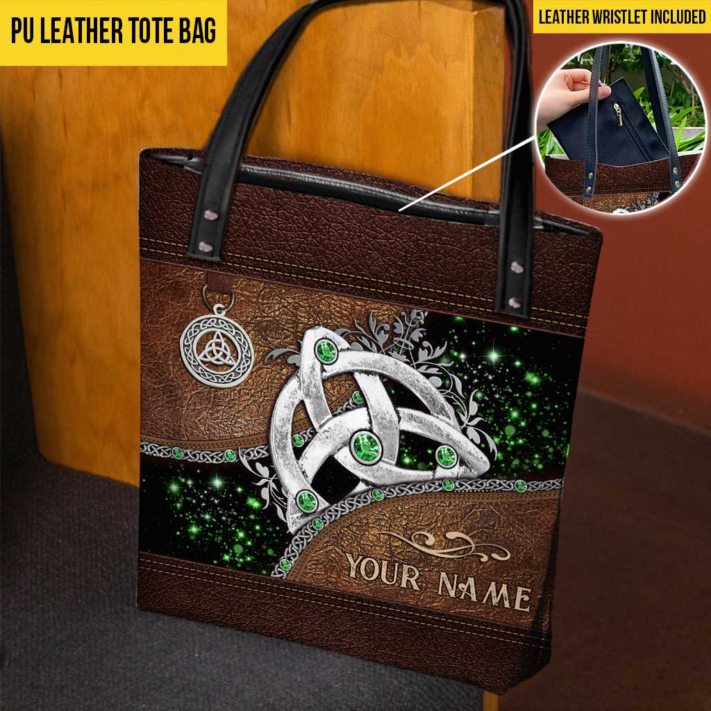 Sac fourre-tout personnalisé irlandais à nœud celtique vert - Sac fourre-tout irlandais