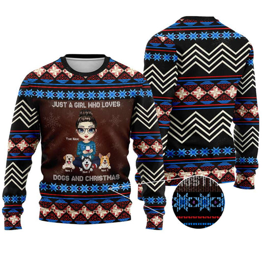 Just A Girl Who Loves Dogs And Christmas - Personalized Ugly Sweater