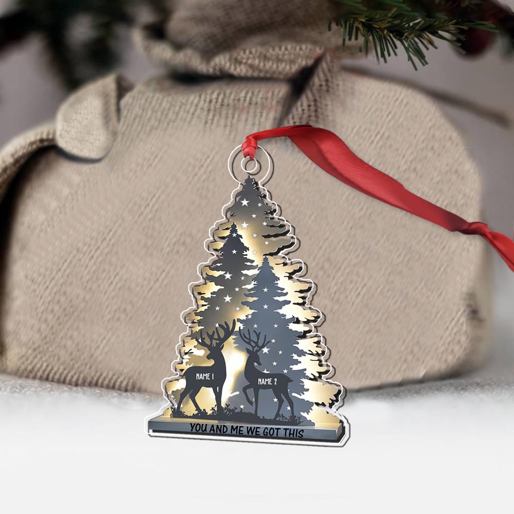 Toi et moi, on gère ! - Ornement de Noël transparent personnalisé sur le thème de la chasse