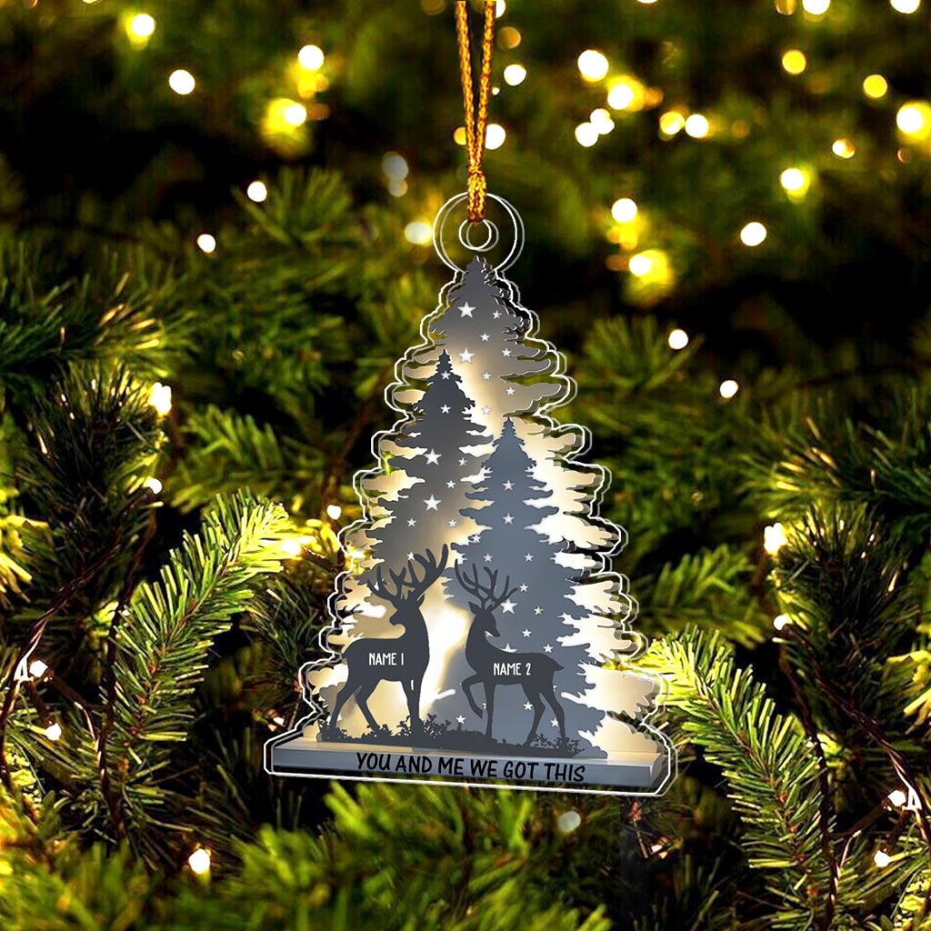 Toi et moi, on gère ! - Ornement de Noël transparent personnalisé sur le thème de la chasse
