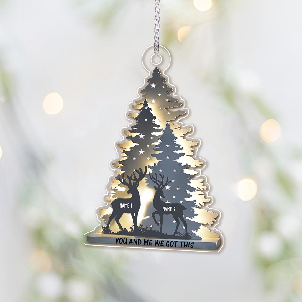 Toi et moi, on gère ! - Ornement de Noël transparent personnalisé sur le thème de la chasse