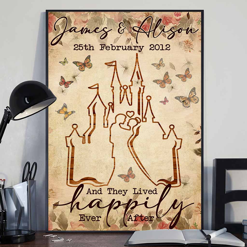 And They Lived Happily Ever After - Personalized Wedding Anniversary Couple Poster