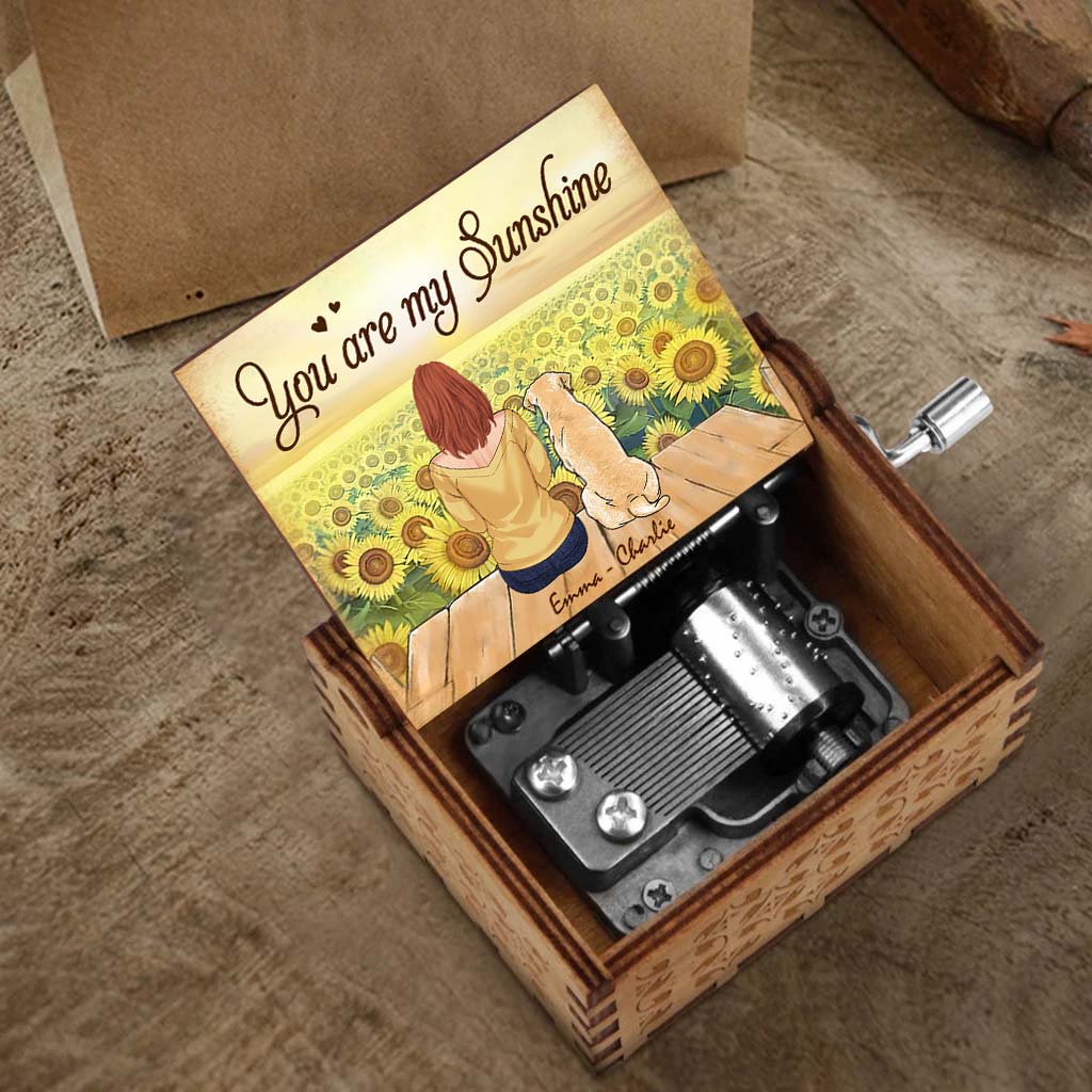 Tu es mon rayon de soleil - Boîte à musique à manivelle personnalisée pour la fête des mères, en forme de chien