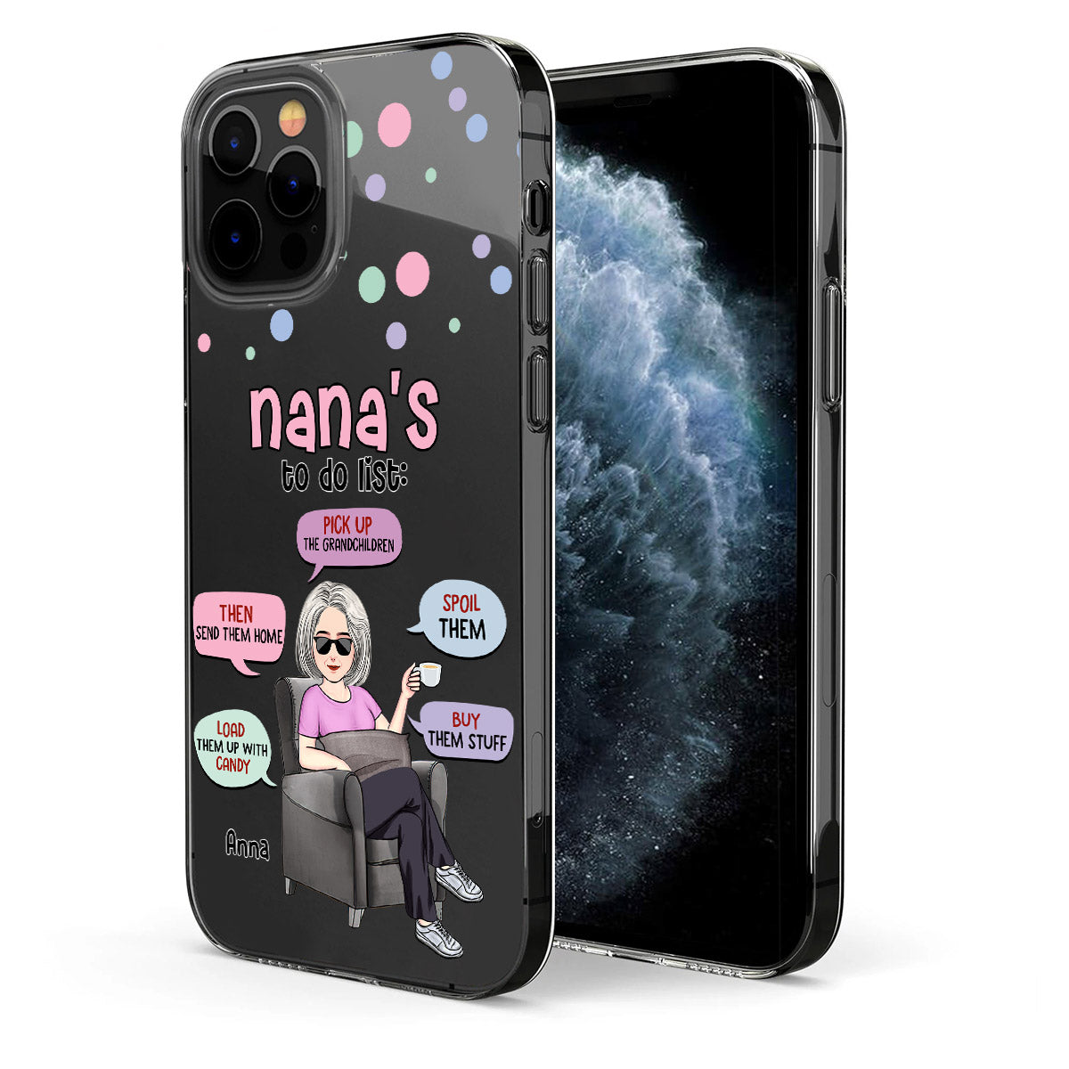 Liste de choses à faire de mamie - Coque de téléphone transparente personnalisée pour grand-mère