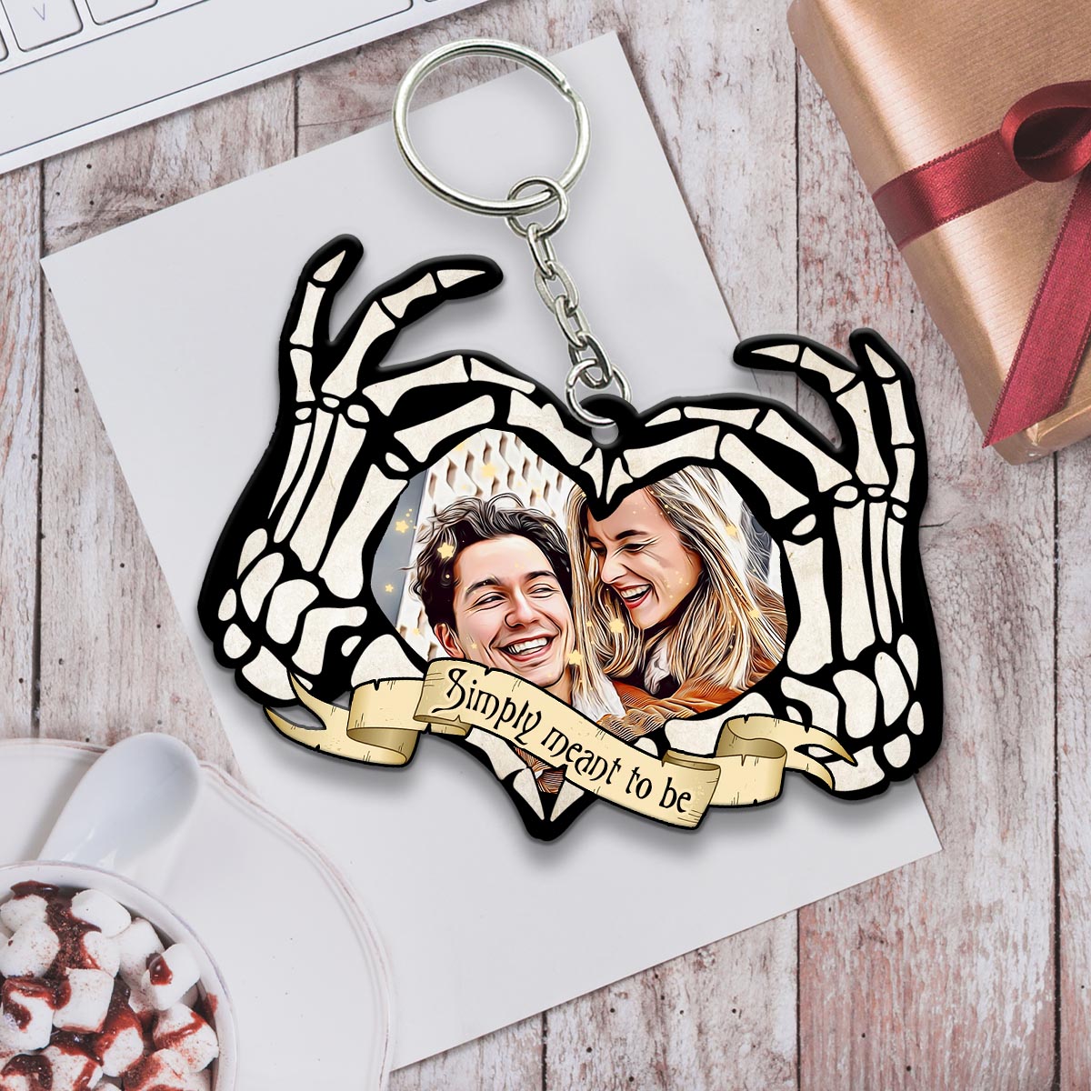 Simply Meant To Be - Personalized Couple Keychain