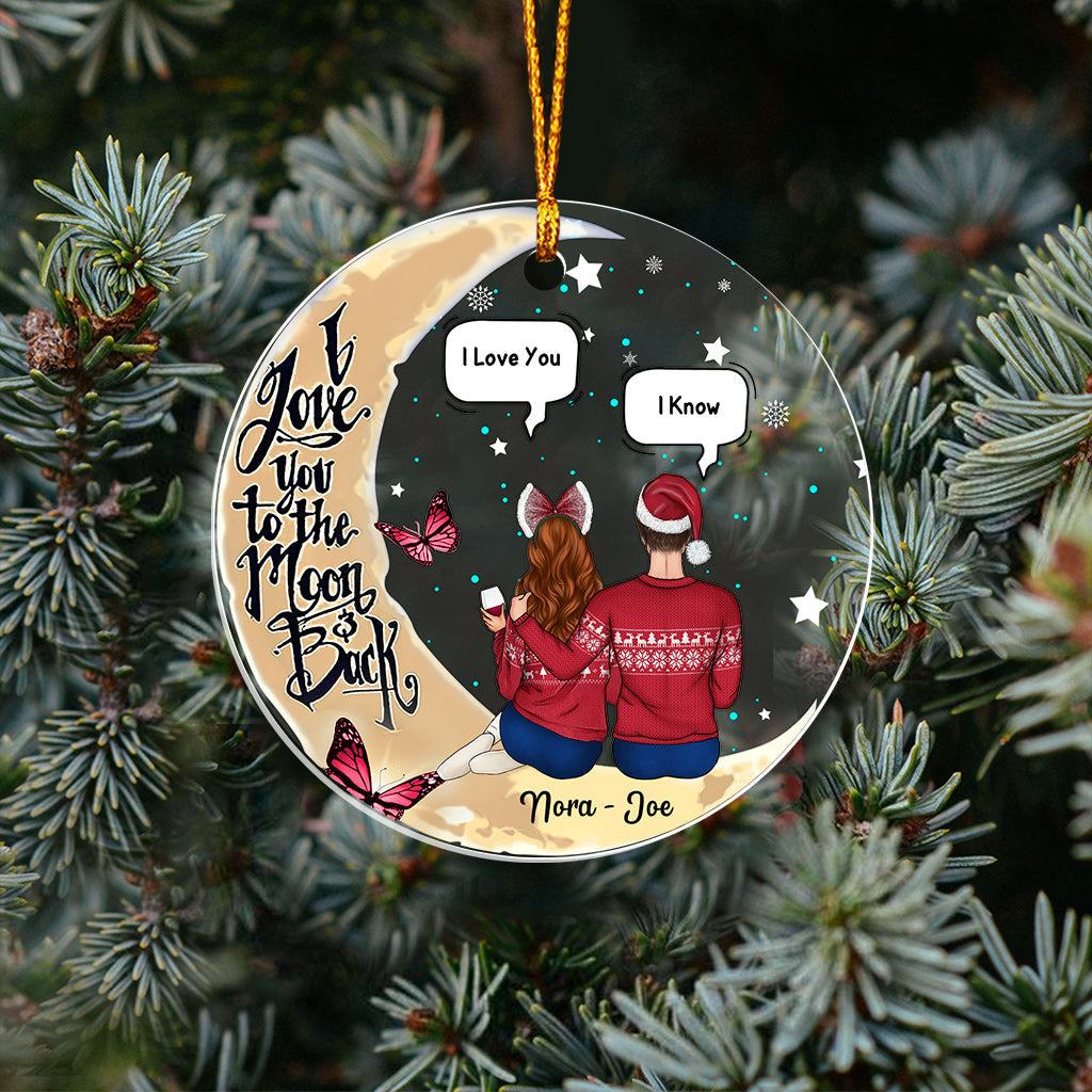 I Love You To The Moon - Personalized Couple Transparent Ornament