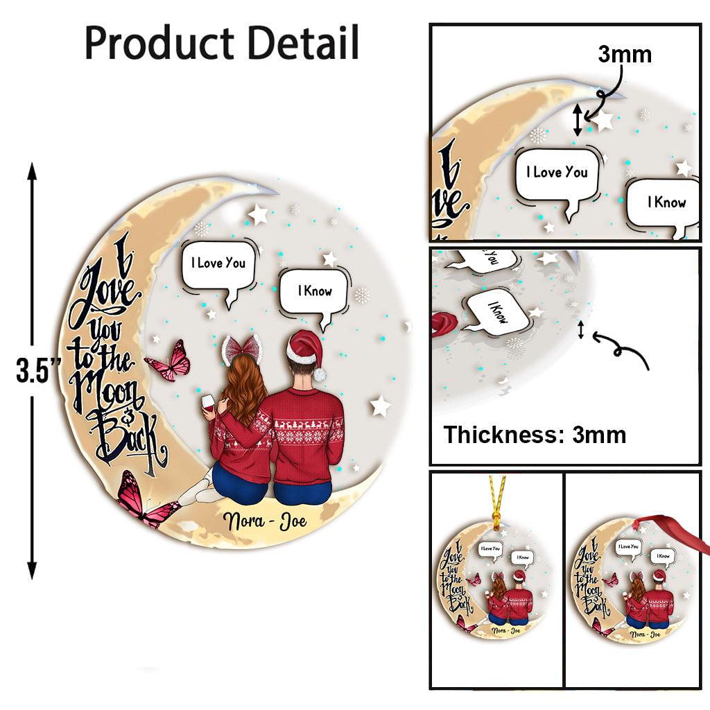 I Love You To The Moon - Personalized Couple Transparent Ornament