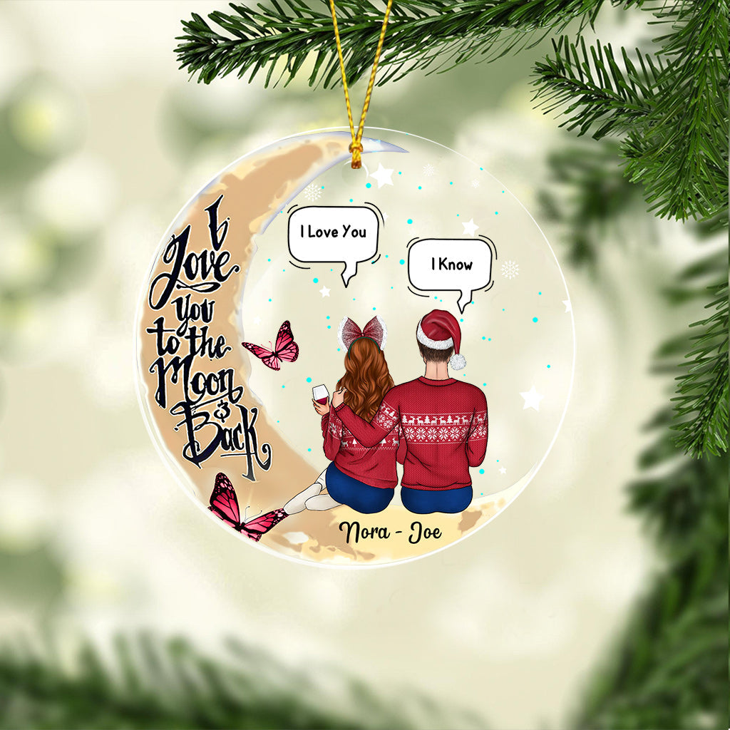 I Love You To The Moon - Personalized Couple Transparent Ornament