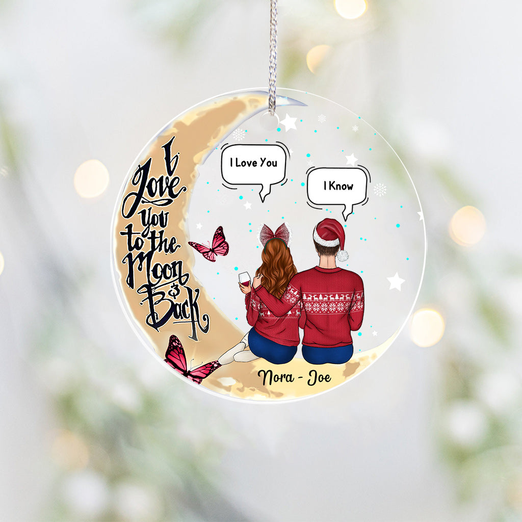I Love You To The Moon - Personalized Couple Transparent Ornament