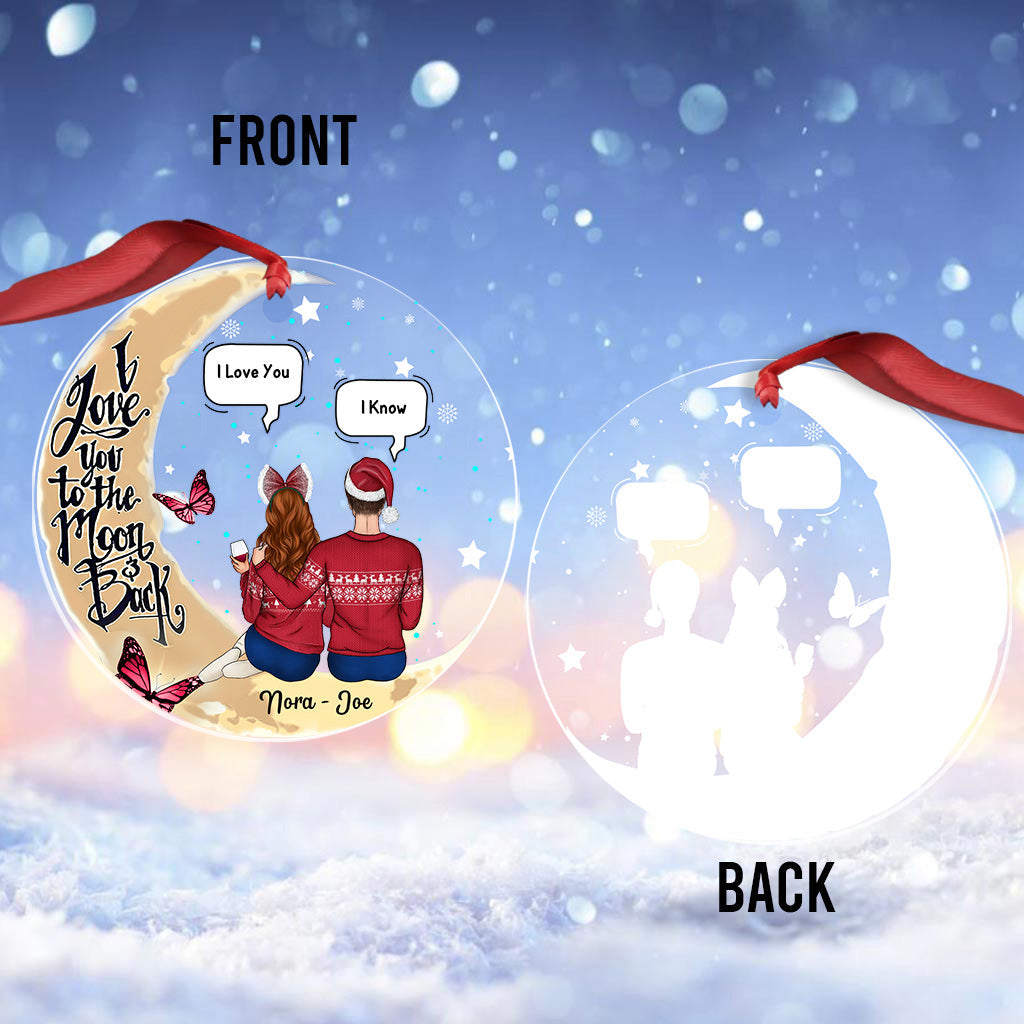 I Love You To The Moon - Personalized Couple Transparent Ornament