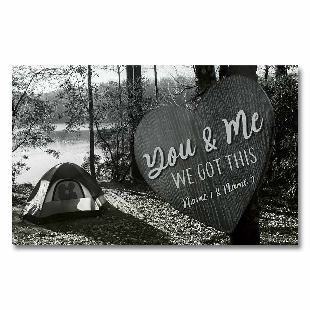„Du und ich, wir schaffen das“ – Personalisiertes Camping-Poster für Paare