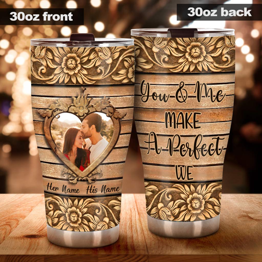 You & Me Make A Perfect We - Personalized Couple Tumbler With 3D Pattern Print