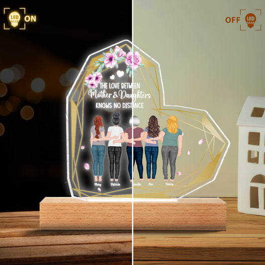 Mother And Daughter - Personalized Mother's Day Mother Shaped Plaque Light Base